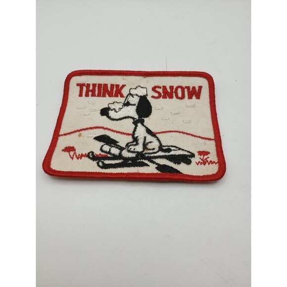 Vintage Snoopy Patch NOS “Think Snow” Peanuts Cartoon Winter Sled - Picture 1 of 4